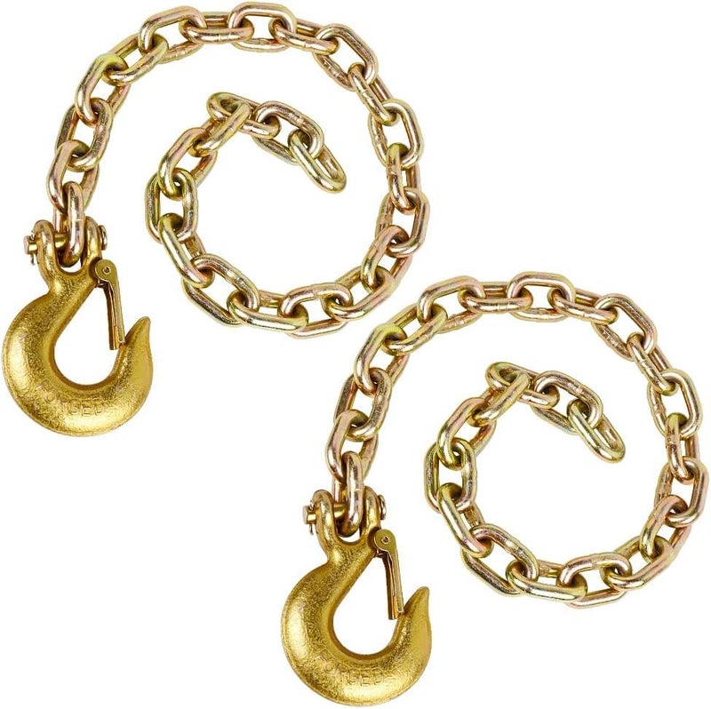TeukRiGa 1/4" x 36"Grade 70 Trailer Safety Chain with Clevis Style Slip Hook 12000 lbs Break Strength 2 Pcs (1/4" x 36") - Image 1